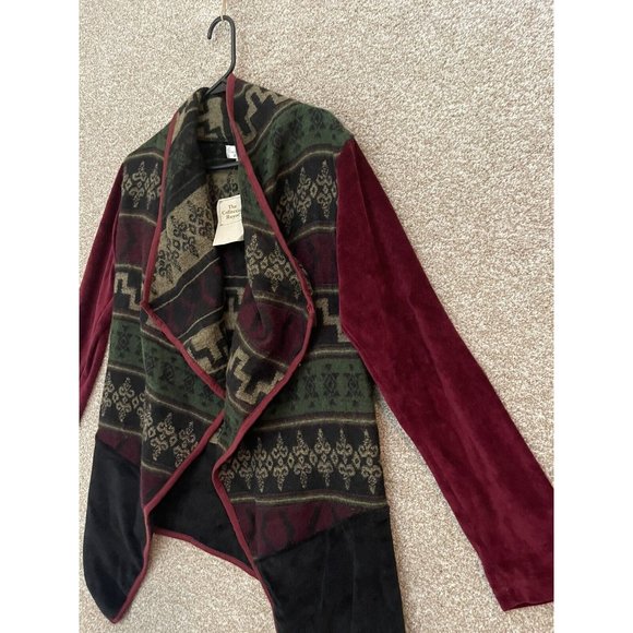 The Royal Collection Women's Colorful Maroon Aztec Open Front Cardigan Size Med - Picture 2 of 9